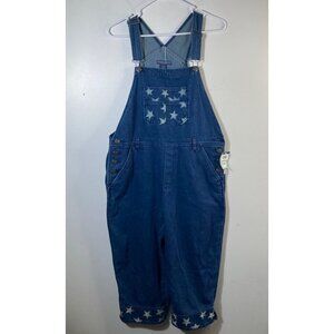 Womens Mountain Lake Casuals Denim Star Overall Capris Wide Leg M Blue NWD‎